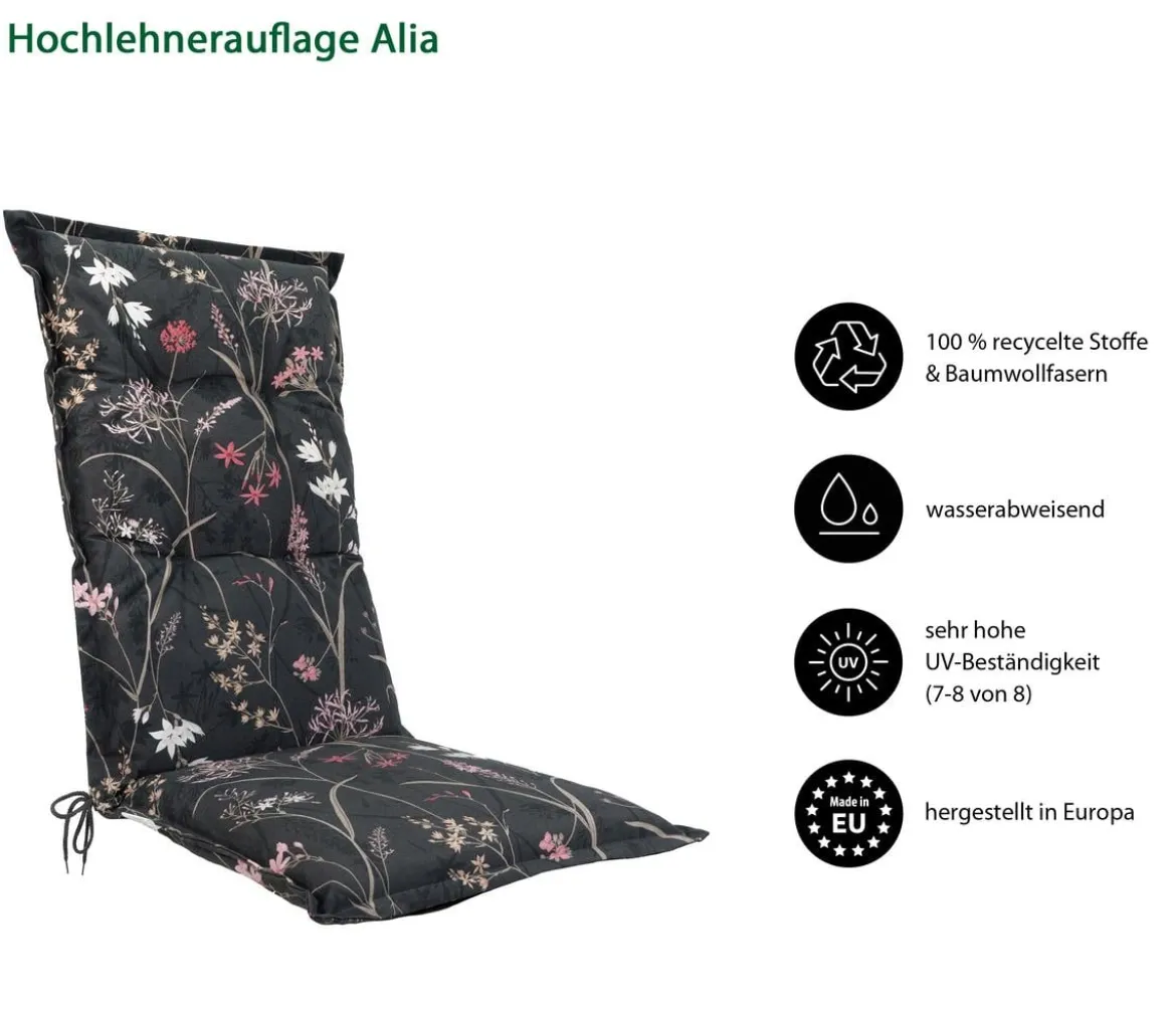 Dehner Hochlehnerauflage Alia, ca. B50/H6/T123 cm