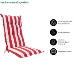 Dehner Hochlehnerauflage Gela, ca. B50/H6/T123 cm