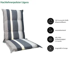 Dehner Hochlehnerauflage Ligura, ca. B50/H6/T123 cm