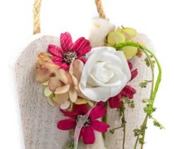 Dehner Holzherz White Flower, ca. B13/H52 cm