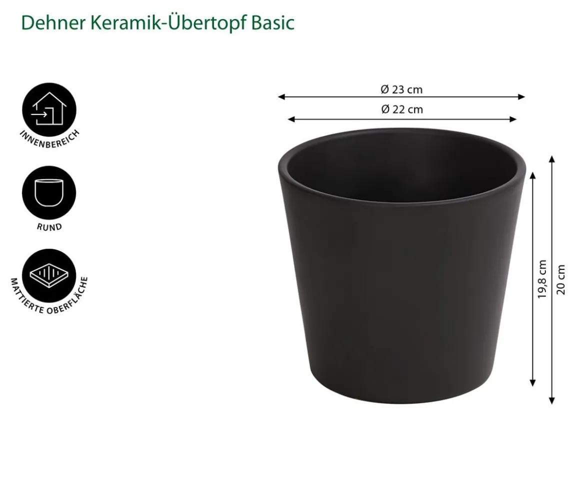 Dehner Keramik-Übertopf Basic, rund