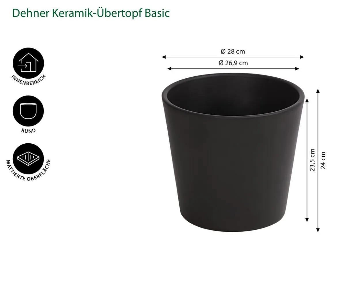 Dehner Keramik-Übertopf Basic, rund