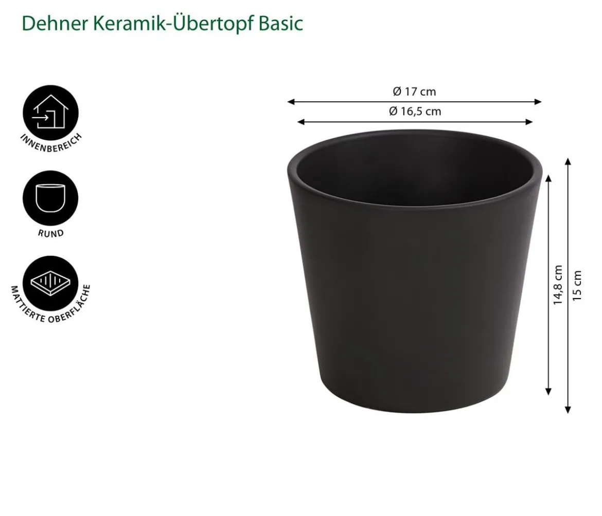 Dehner Keramik-Übertopf Basic, rund