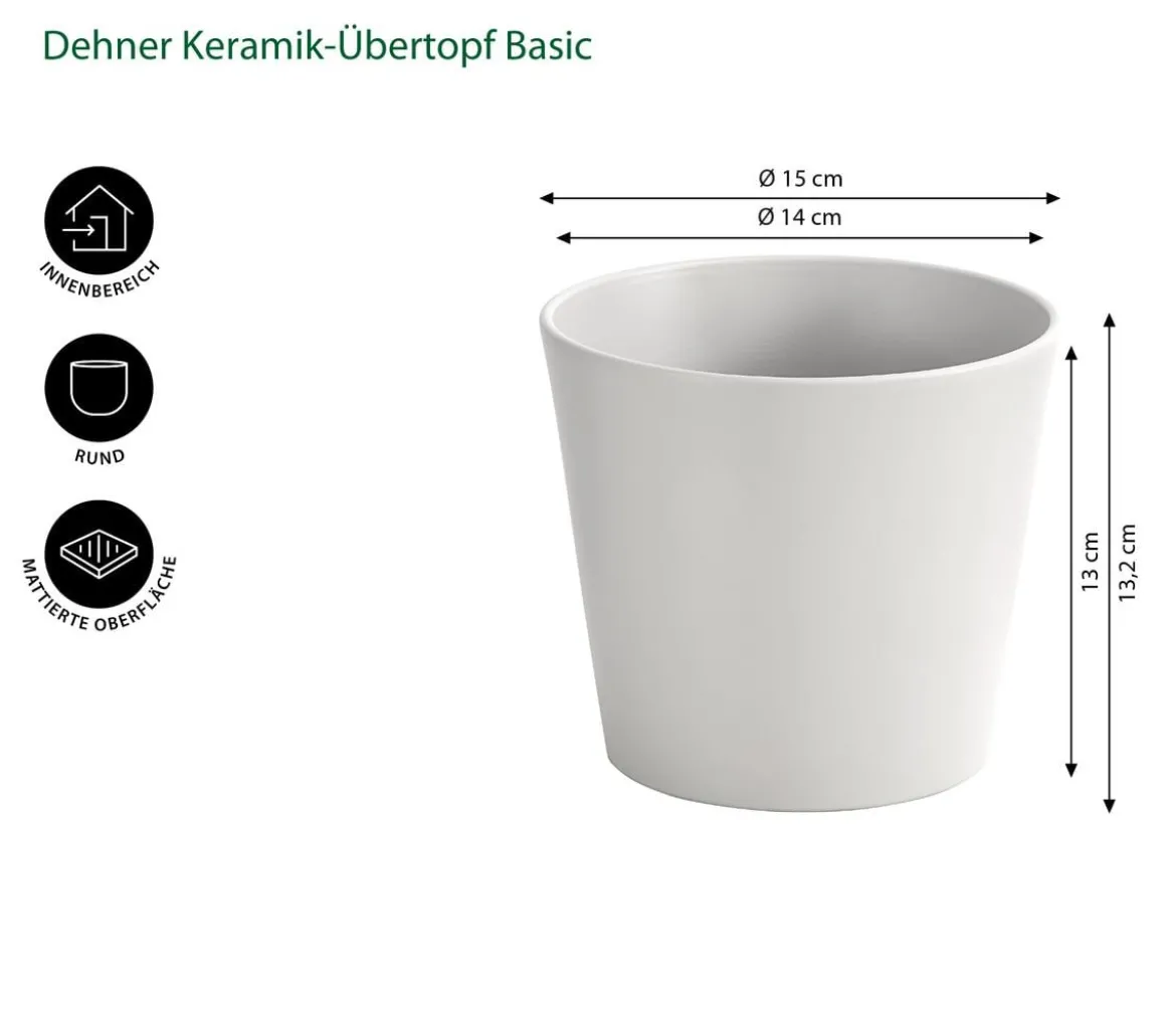 Dehner Keramik-Übertopf Basic, rund