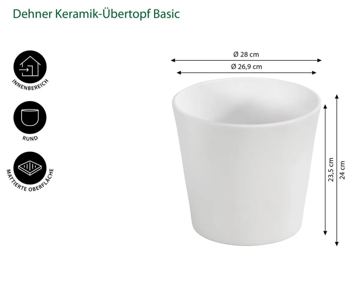 Dehner Keramik-Übertopf Basic, rund