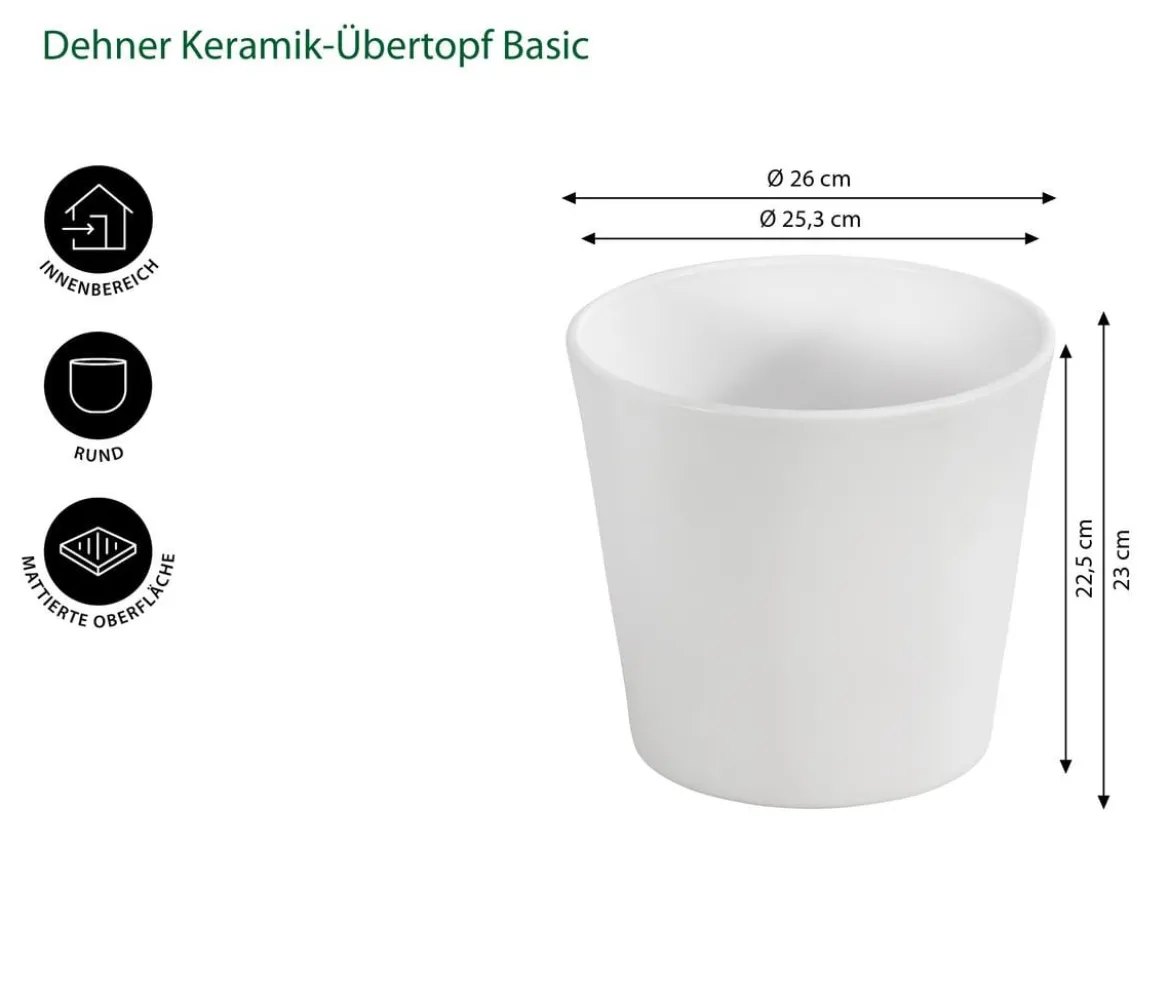Dehner Keramik-Übertopf Basic, rund