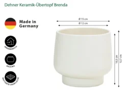 Dehner Keramik-Übertopf Brenda, bauchig, ca. Ø15 cm