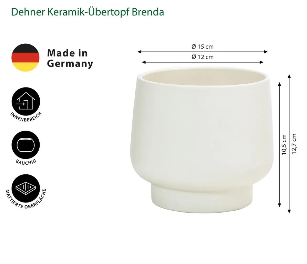 Dehner Keramik-Übertopf Brenda, bauchig, ca. Ø15 cm