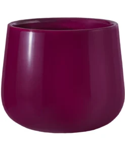 Dehner Keramik-Übertopf Cindy, rund, brombeer, ca. Ø15 cm