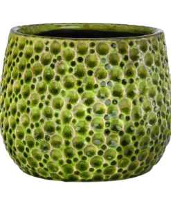 Dehner Keramik-Übertopf Drops, bauchig, grün, ca. Ø15 cm