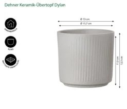 Dehner Keramik-Übertopf Dylan, rund, greige