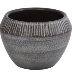 Dehner Keramik-Übertopf Hailey, bauchig, dunkelbraun, ca. Ø17 cm