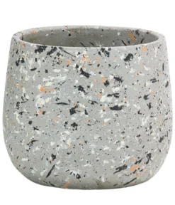 Dehner Keramik-Übertopf Konfetti, bauchig, grau/bunt, ca. Ø15 cm