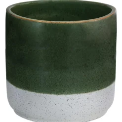 Dehner Keramik-Übertopf Nala, rund, dunkelgrün/weiß, ca. Ø13 cm