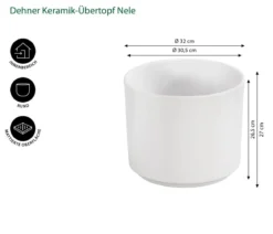 Dehner Keramik-Übertopf Nele, rund