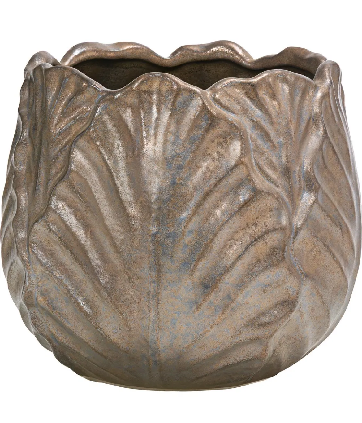 Dehner Keramik-Übertopf Romaine, bauchig, bronze