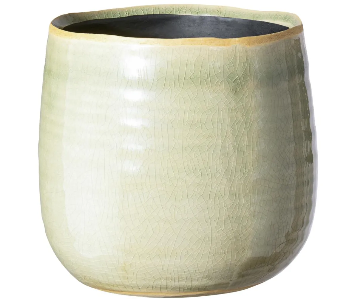 Dehner Keramik-Übertopf Sara, bauchig, mint, ca. Ø15 cm