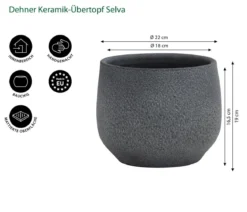 Dehner Keramik-Übertopf Selva, bauchig
