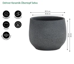 Dehner Keramik-Übertopf Selva, bauchig