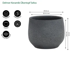 Dehner Keramik-Übertopf Selva, bauchig