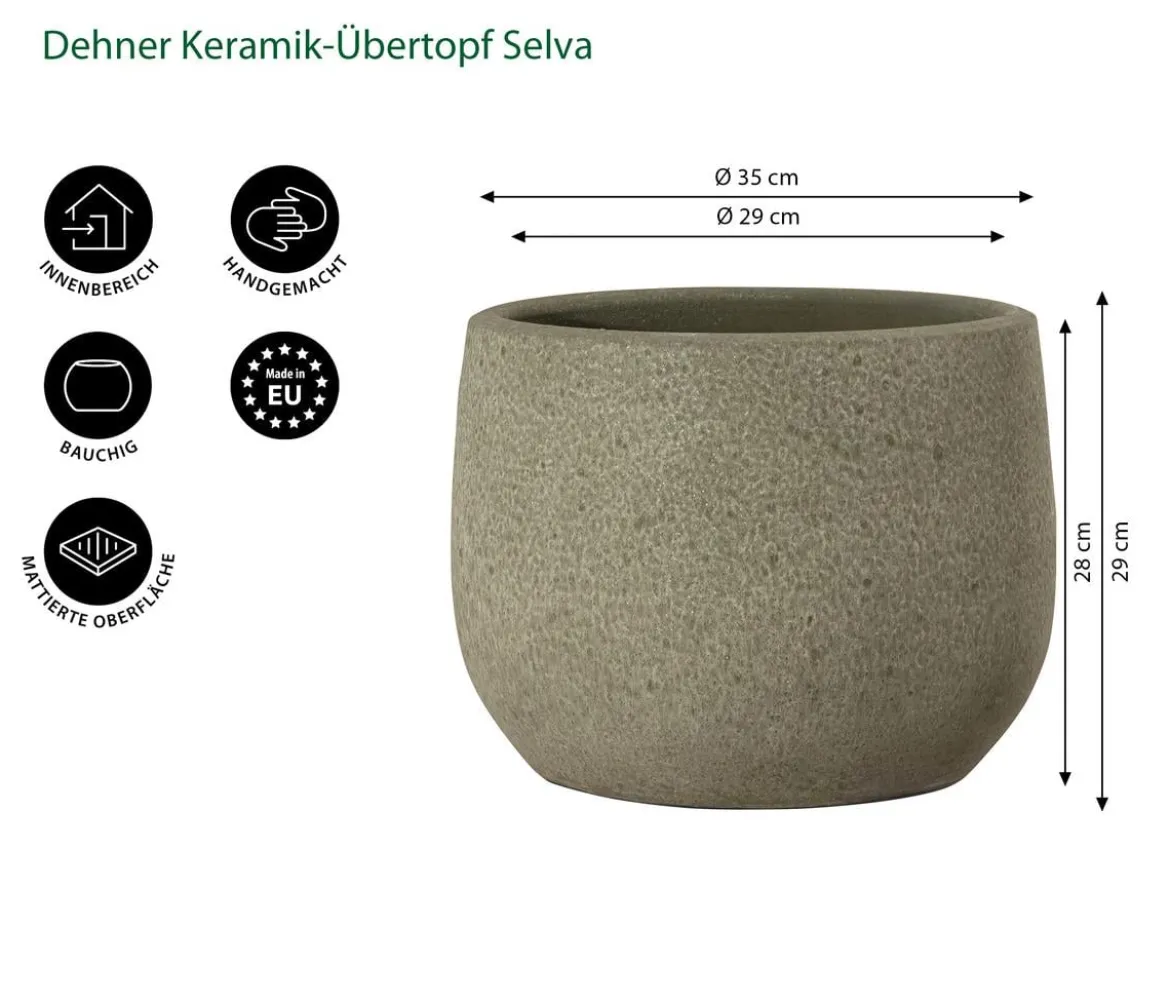 Dehner Keramik-Übertopf Selva, bauchig