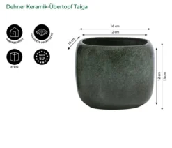 Dehner Keramik-Übertopf Taiga, quadratisch