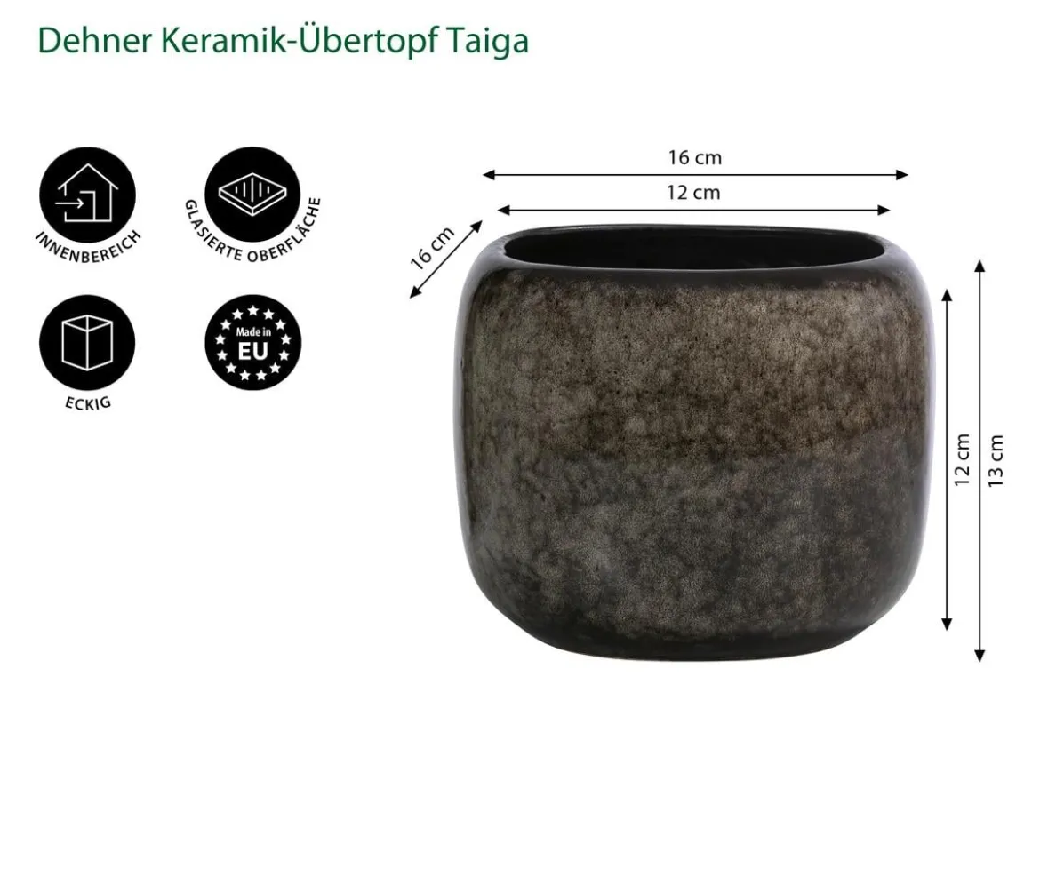 Dehner Keramik-Übertopf Taiga, quadratisch