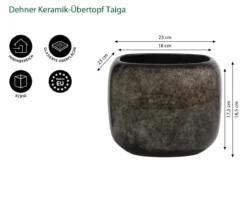 Dehner Keramik-Übertopf Taiga, quadratisch
