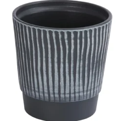 Dehner Keramik-Übertopf Tommy, rund, dunkelgrau, ca. Ø13 cm