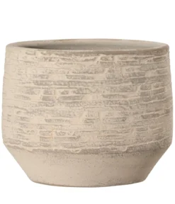 Dehner Keramik-Übertopf Tristan, bauchig, creme/braun