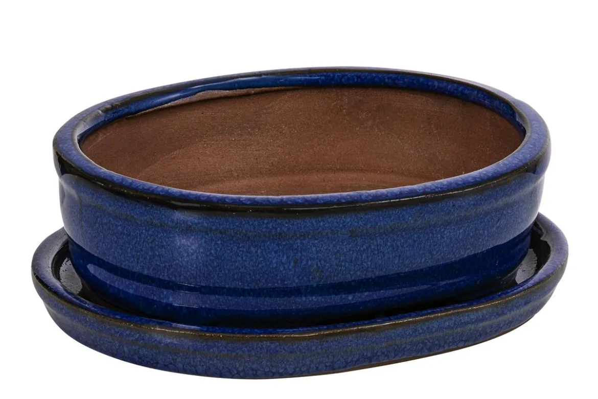 Dehner Keramik-Bonsaischale, oval, ca. B15/H4,5/T12 cm