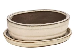 Dehner Keramik-Bonsaischale, oval, ca. B15/H4,5/T12 cm