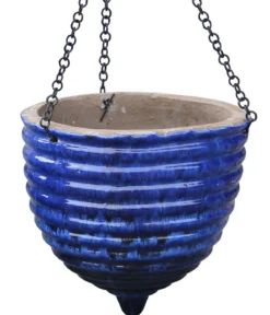 Dehner Keramik-Hängeampel, konisch, blau