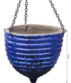 Dehner Keramik-Hängeampel, konisch, blau