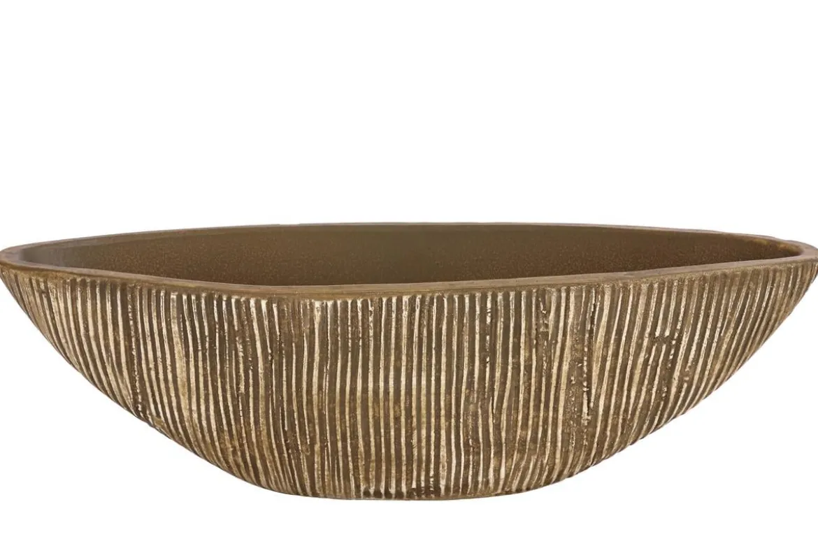 Dehner Keramik-Jardiniere Isolde, oval, braun, ca. B34/H10/T13 cm