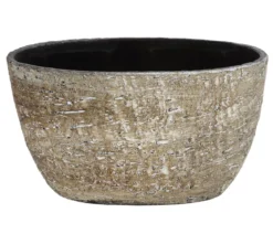 Dehner Keramik-Jardiniere Lana, oval, braun, ca. B30/H17/15 cm