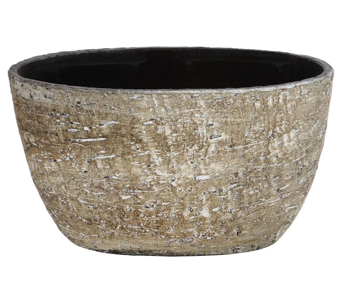 Dehner Keramik-Jardiniere Lana, oval, braun, ca. B30/H17/15 cm