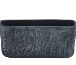 Dehner Keramik-Jardiniere Mara, rechteckig, dunkelgrau, ca. B23/H10/T12 cm