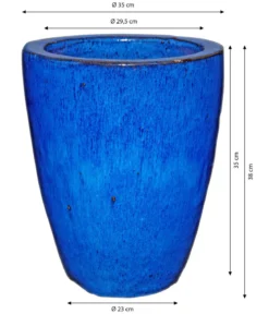 Dehner Keramik-Pflanztopf Delphi, konisch, blau