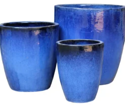 Dehner Keramik-Pflanztopf Delphi, konisch, blau