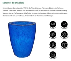 Dehner Keramik-Pflanztopf Delphi, konisch, blau