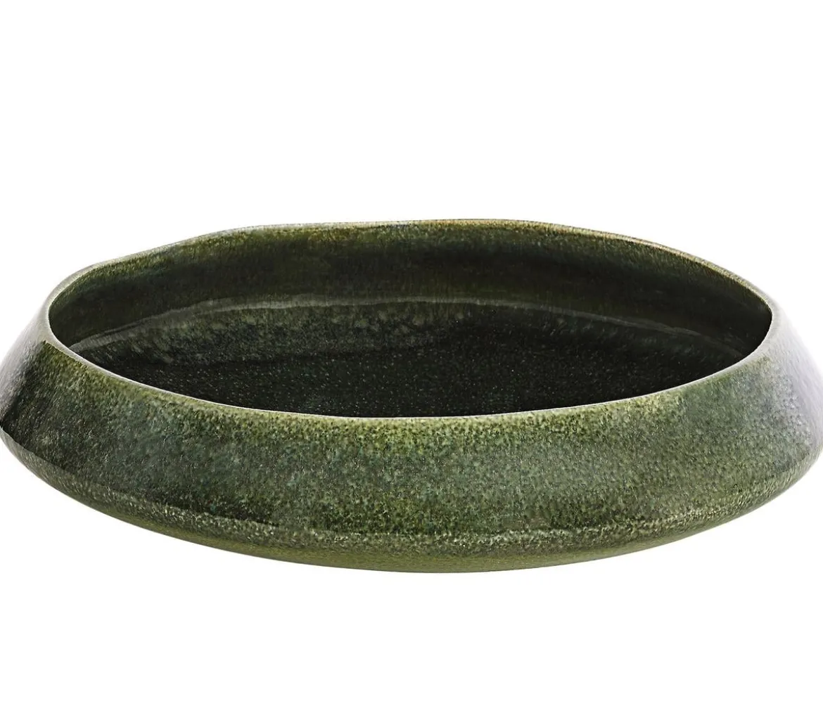 Dehner Keramik-Schale Linn, rund, dunkelgrün, ca. Ø32/H8 cm