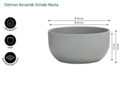 Dehner Keramik-Schale Maria, rund, grau, ca. Ø24 cm