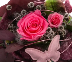 Dehner Keramik-Schale mit Longlife-Rose Rosalie, rosa, ca. Ø15/H25 cm