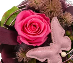 Dehner Keramik-Schale mit Longlife-Rose Rosalie, rosa, ca. Ø13/H23 cm