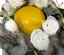 Dehner Keramik-Schale mit Longlife-Rose Limoncello, ca. Ø12/H21 cm