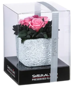 Dehner Keramik-Schale mit Longlife-Rose Izzy, ca. Ø12/H16 cm