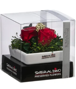 Dehner Keramik-Schale mit Longlife-Rose Zina, rot, ca. B10/H7/T10 cm
