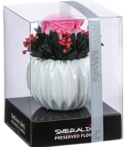 Dehner Keramik-Schale mit Longlife-Rose Perla, ca. Ø12/H16 cm