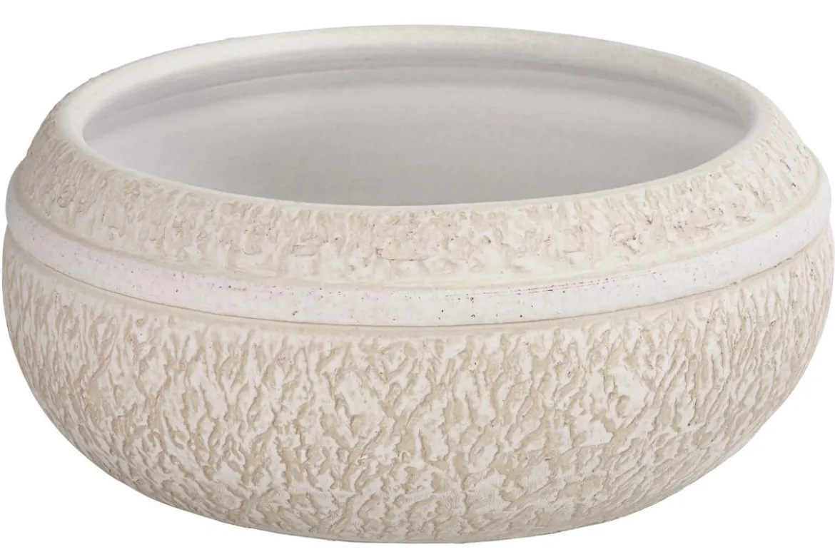 Dehner Keramik-Schale Rustika, bauchig, creme